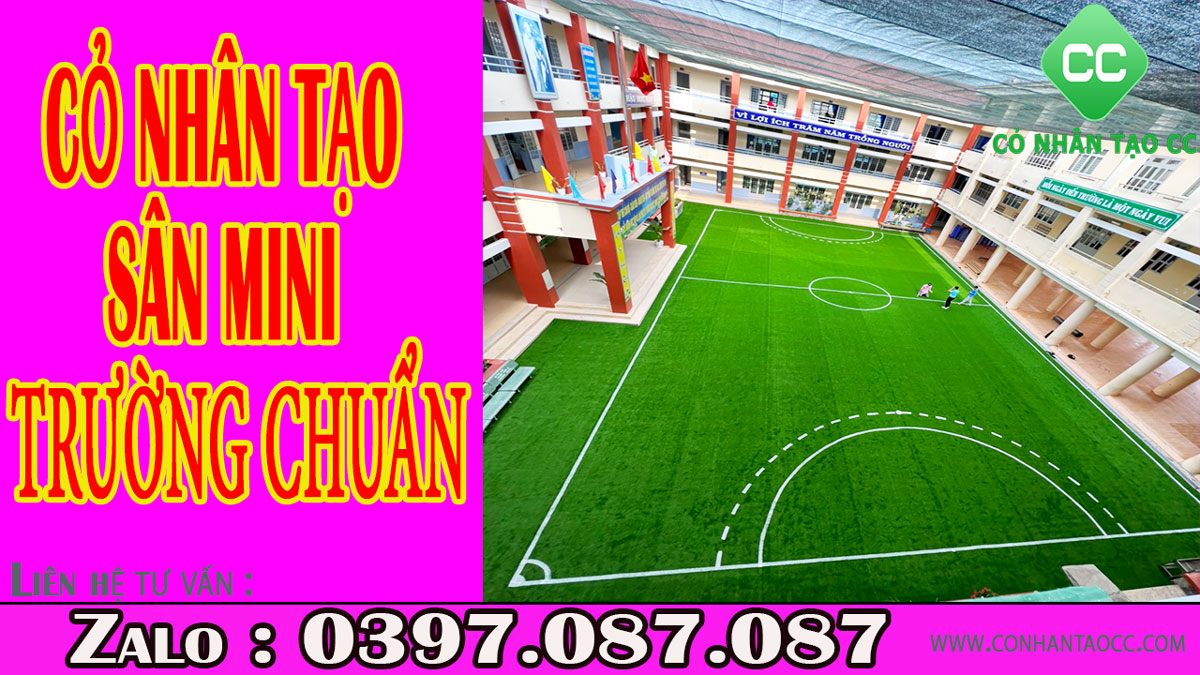 Thi công cỏ nhân tạo sân bóng đá mini cho trường tiểu học HCM