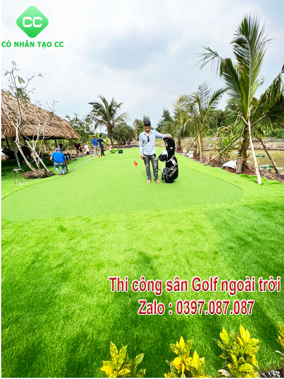thi công sân golf cỏ nhân tạo